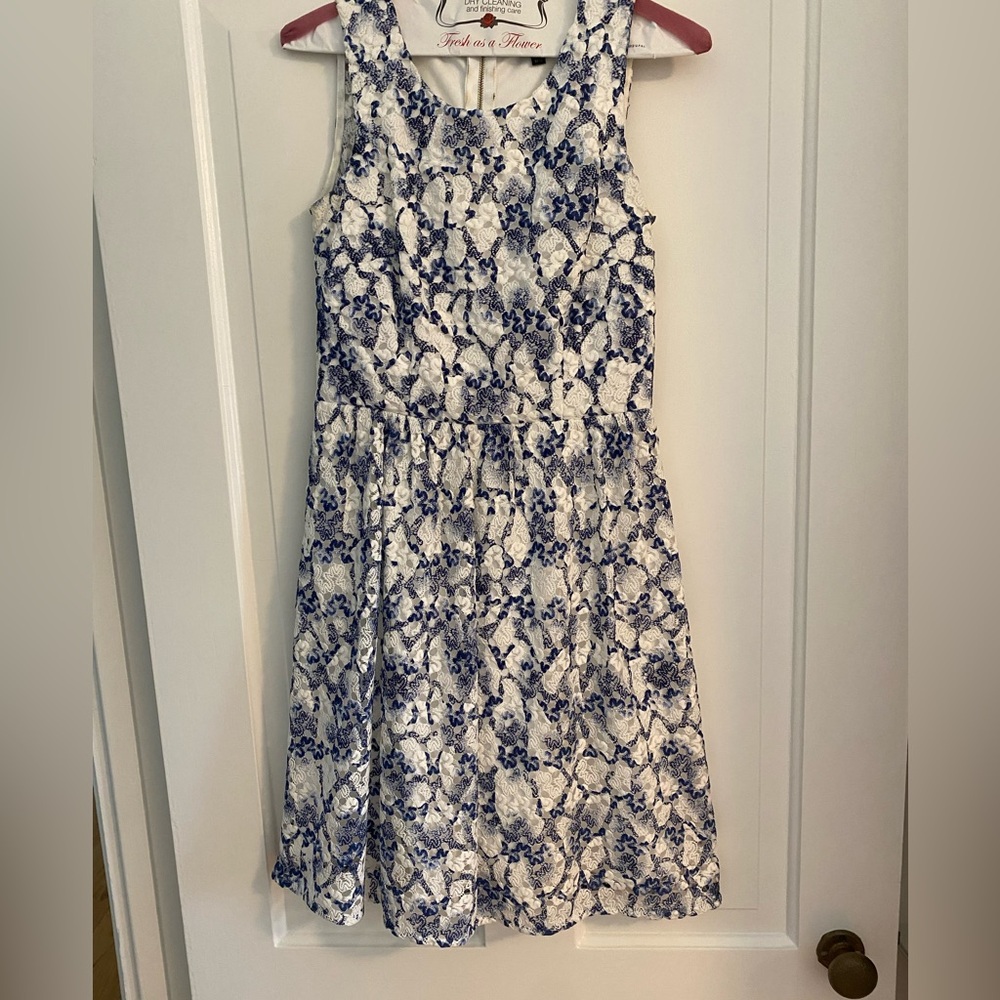 Maia White and Blue Lace Dress